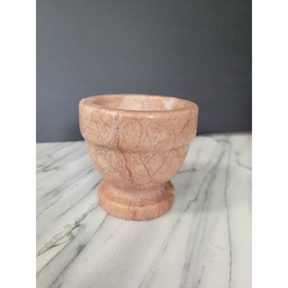 Vintage Brown Swirl Marble Morta 3” Grind Mix Herb Kitchen Tool Pot Planter - Picture 2 of 7